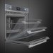 Электрический духовой шкаф Smeg SOP6101S2S вид сбоку в открытом виде